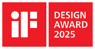 iF DESIGN AWARD 2025 logo – global award for outstanding design excellence. Official logo of the iF DESIGN AWARD 2025 in red and white. One of the most prestigious international design awards.