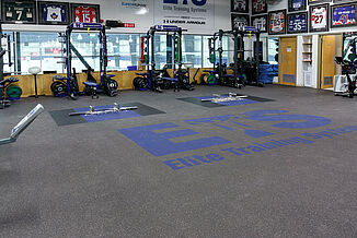 Elite Training Systems at Iroquois Park Sports Centre - Customizable REGUPOL floors A close look at the customizability of the REGUPOL aktivpro roll and crash flooring for Elite Training Systems at the Iroquois Park Sports Centre. The flooring allows for seamless, inlaid logos throughout the flooring.