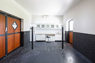 Hygienischer REGUPOL Boden für medizinische Anwendungen am Pferd Pferdeklinik mit hygienischem Bodenbelag