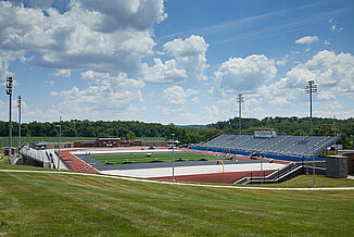 Spring Grove Area High School - Stadium View with REGUPOL abzorb View of the stadium at Spring Grove Area High School featuring the installation of the synthetic turf over REGUPOL abzorb synthetic turf shock pad.