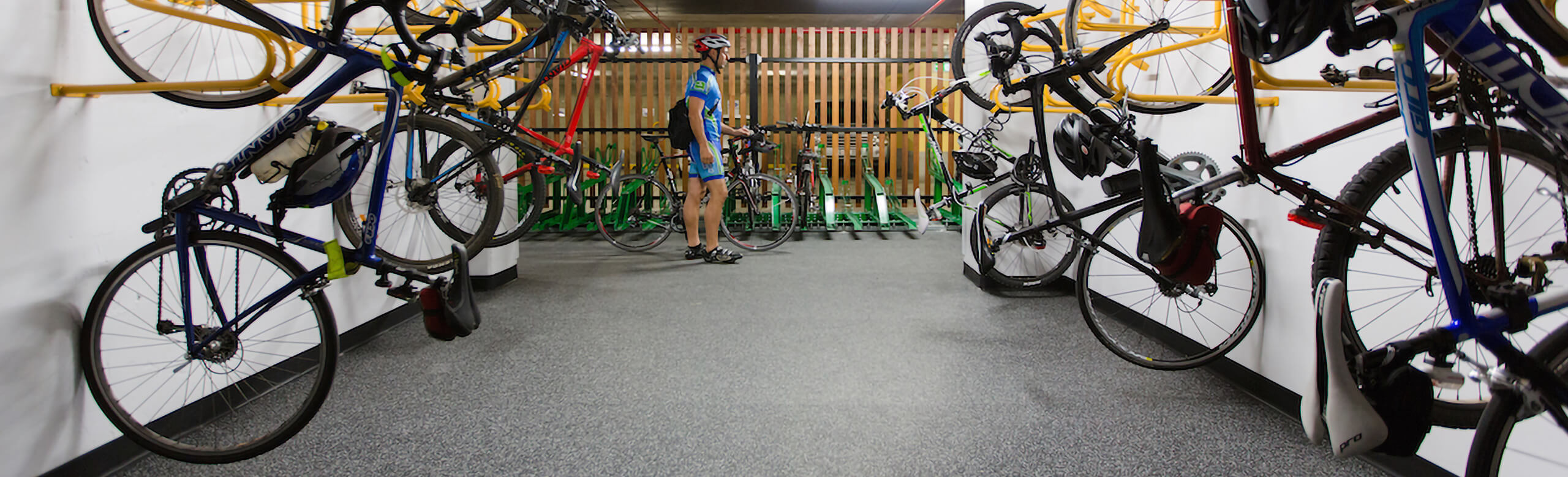 end of trip flooring, bikes